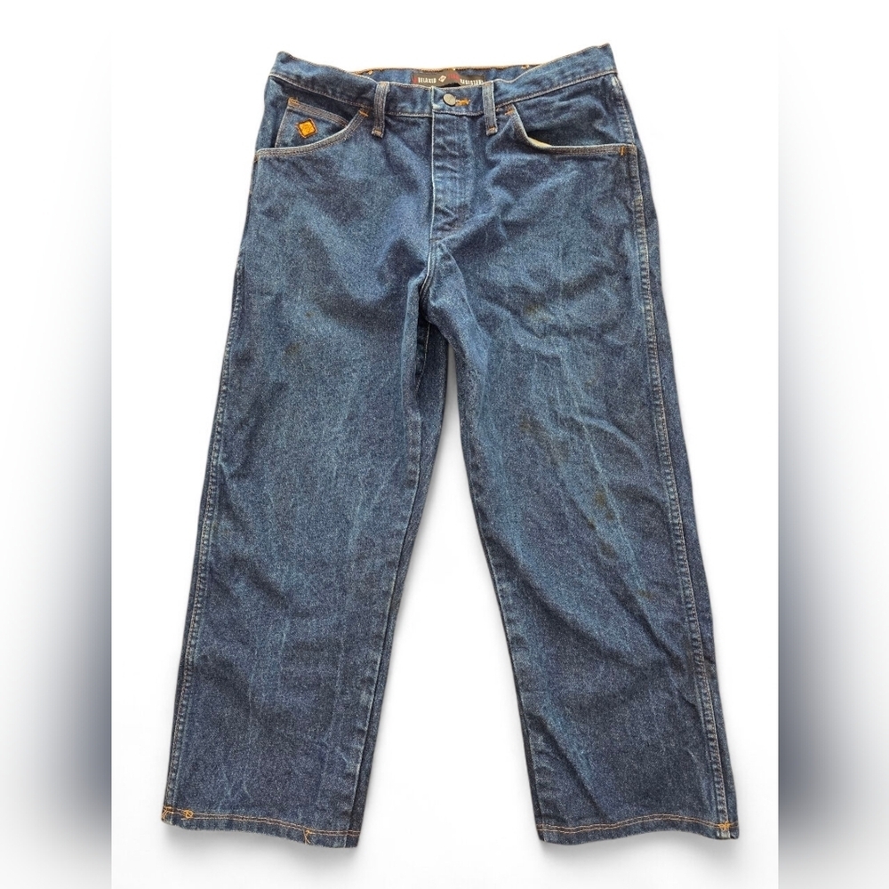 Wrangler FR Flame Resistant Relaxed Fit Jeans Men 34x25 Workwear Utility Denim